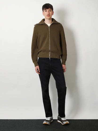 Black denim trousers with back leather patch thumbnail