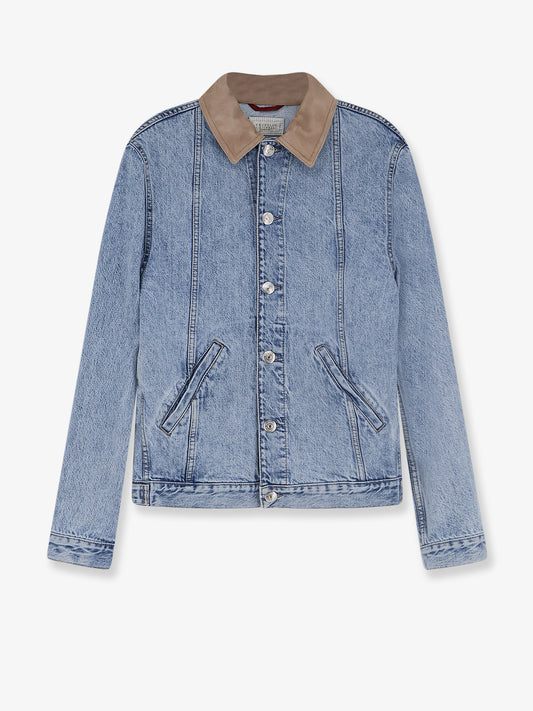 Denim Jacket with suede collar
