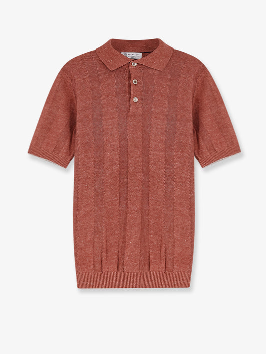 Linen and cotton blend polo shirt