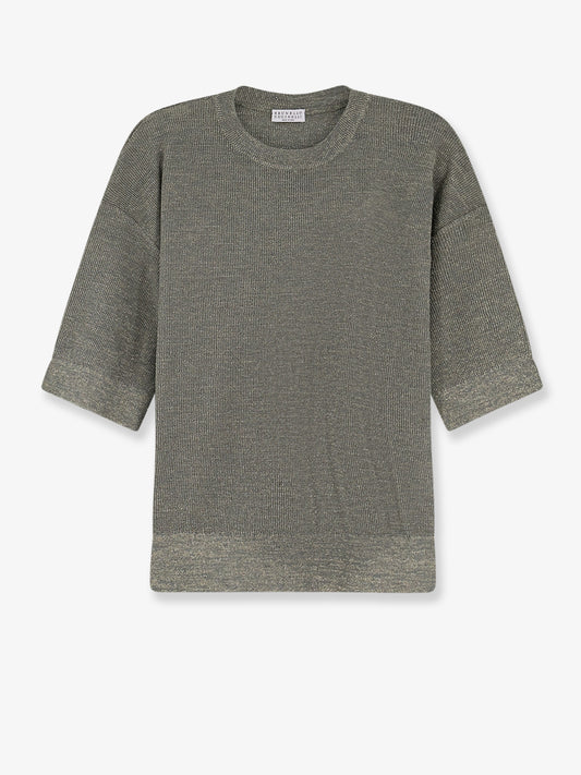 Linen blend sweater with lurex effect