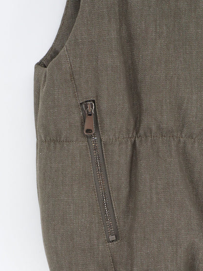 Sleeveless effect twill-denim down jacket thumbnail