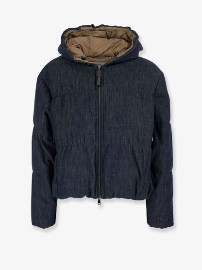 Hooded padded denim jacket thumbnail