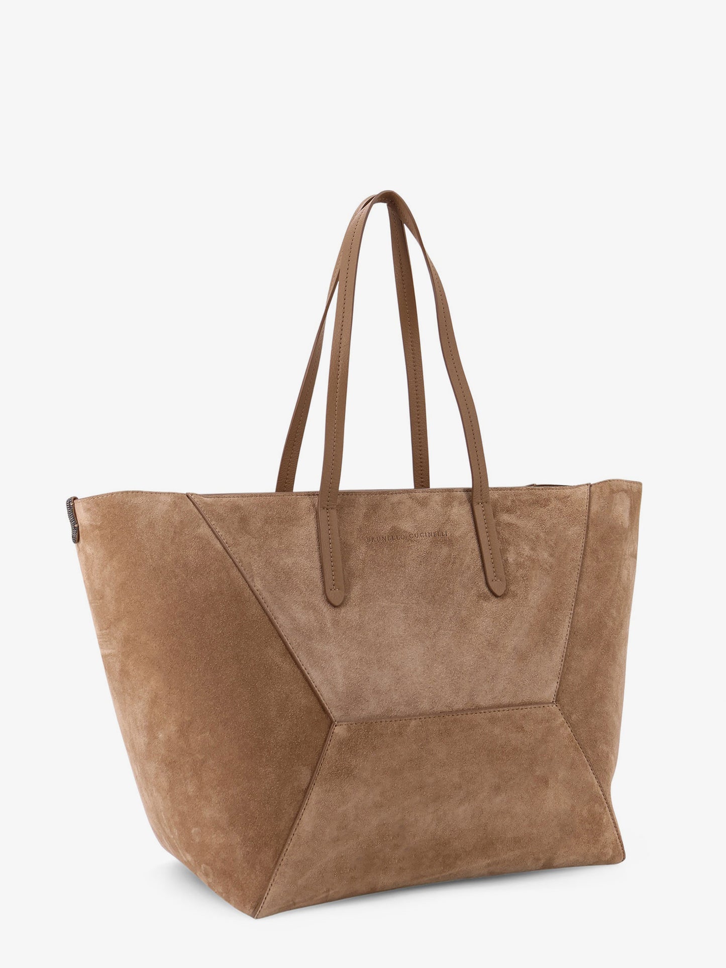 BC Duo suede shoulder bag with engraved logo