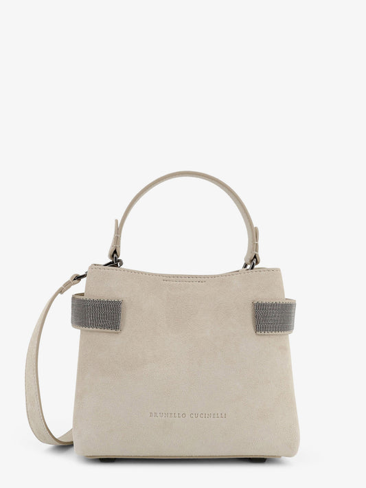 Suede shoulder bag with Monili detail
