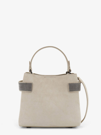 Suede shoulder bag with Monili detail thumbnail