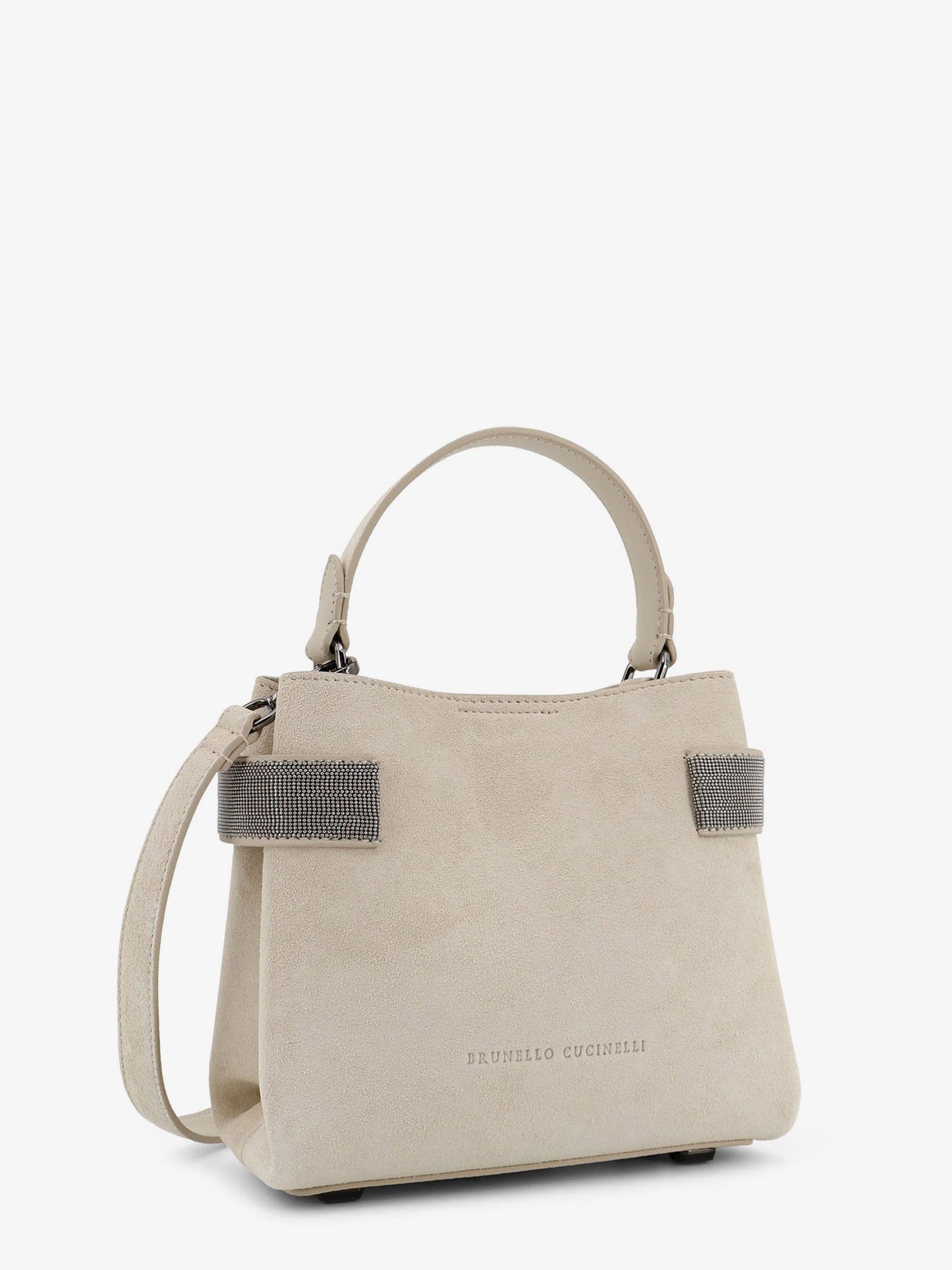 Suede shoulder bag with Monili detail