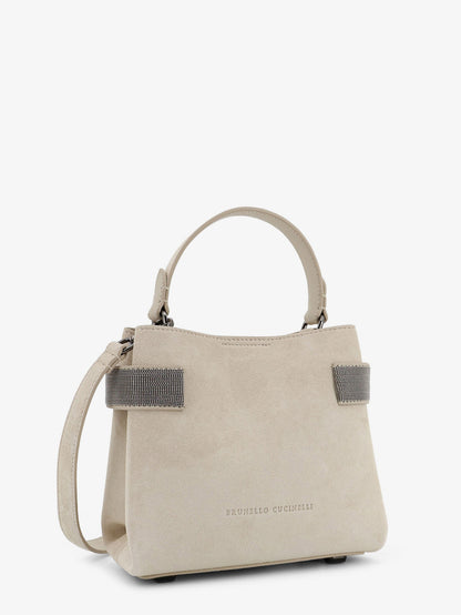 Suede shoulder bag with Monili detail thumbnail