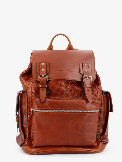 City leather backpack with engraved lettering logo thumbnail