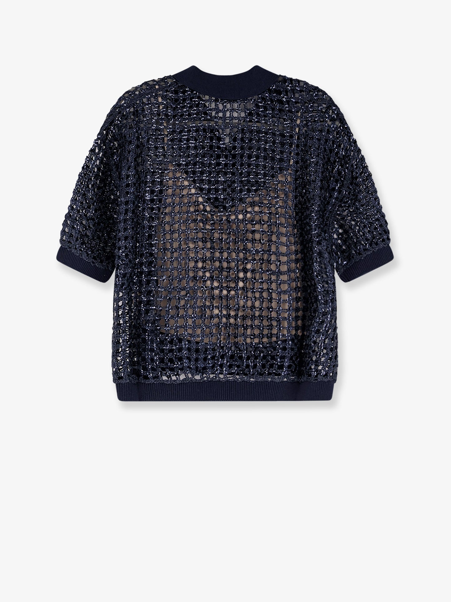 Maglia in seta e lino con paillettes