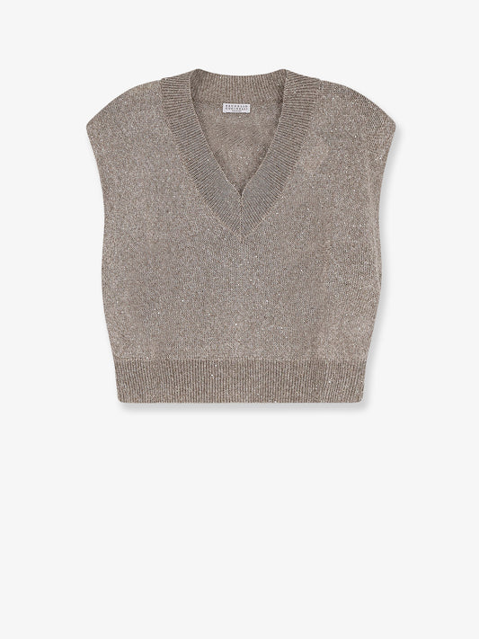 Sleeveless linen blend sweater