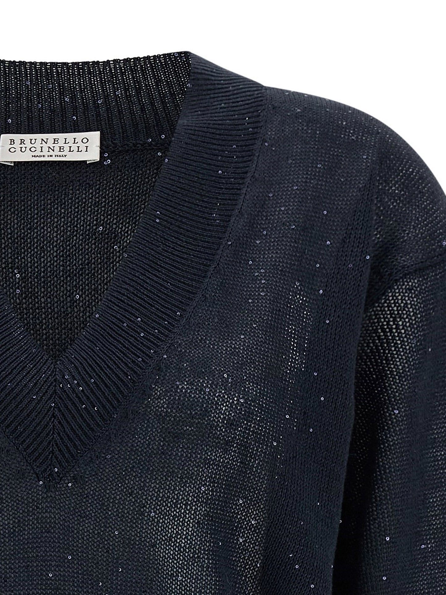 Dazzling linen and cotton blend sweater