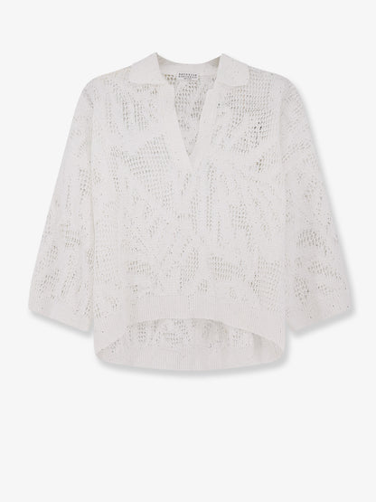Linen and cotton sweater with all-over sequin motif thumbnail