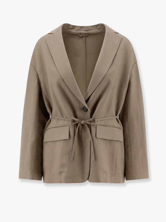 Blazer in misto viscosa e lino
