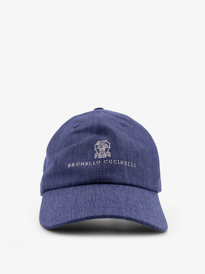 Denim hat with embroidered logo on the front thumbnail