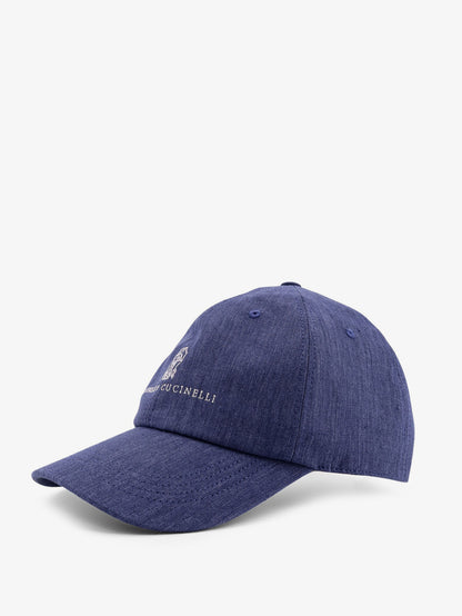 Denim hat with embroidered logo on the front thumbnail