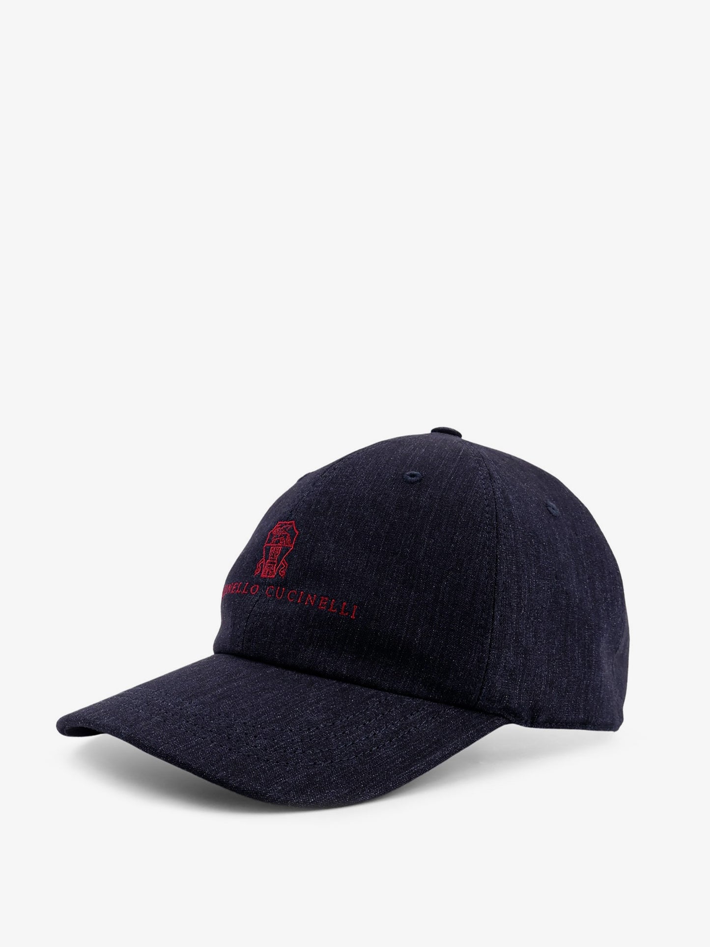 Denim cap with embroidered logo on the front