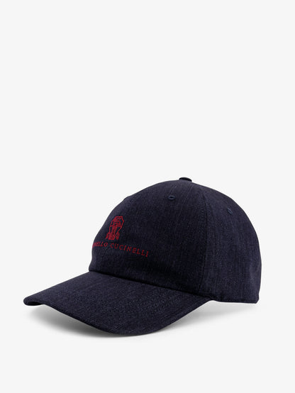 Denim cap with embroidered logo on the front thumbnail