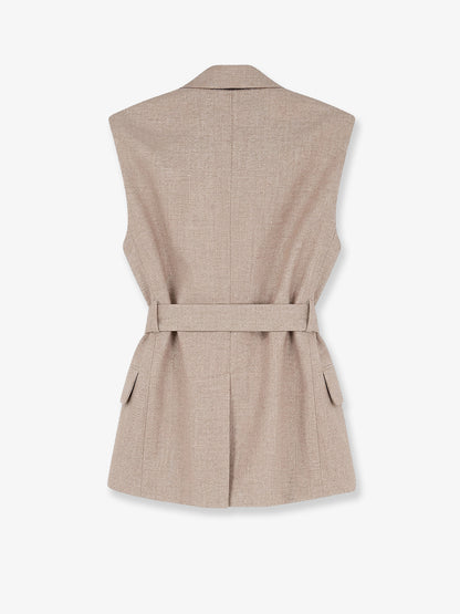 Blazer smanicato in lino thumbnail