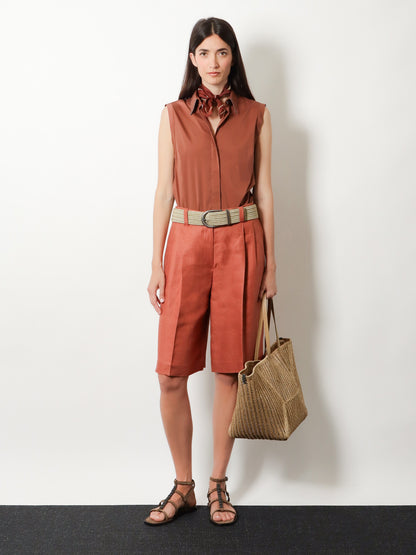 Linen shorts with Monili detail thumbnail