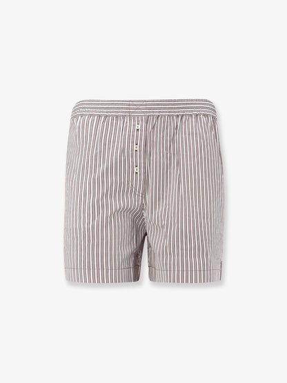 Cotton and silk blend shorts with striped pattern thumbnail
