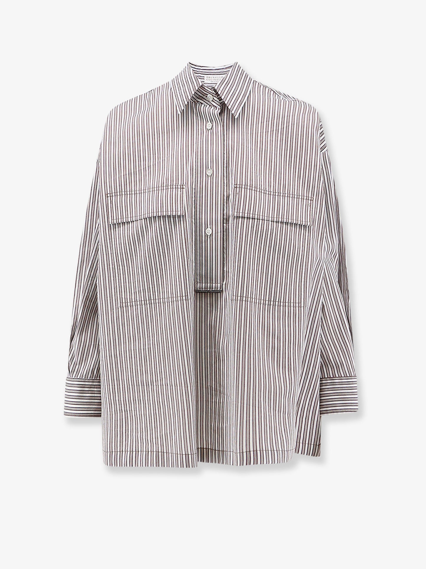 Camicia in misto cotone e seta con motivo a righe