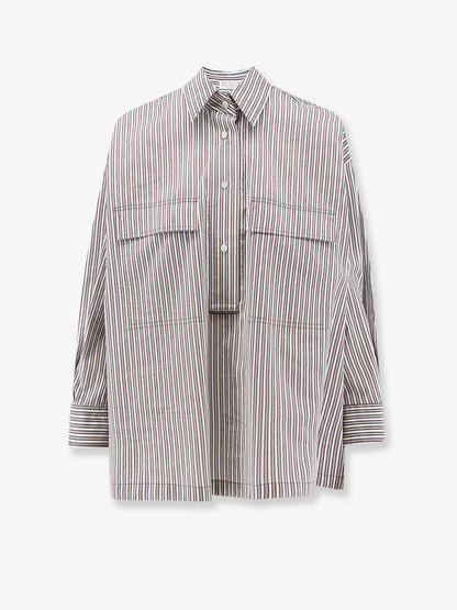 Camicia in misto cotone e seta con motivo a righe thumbnail