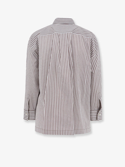 Camicia in misto cotone e seta con motivo a righe thumbnail