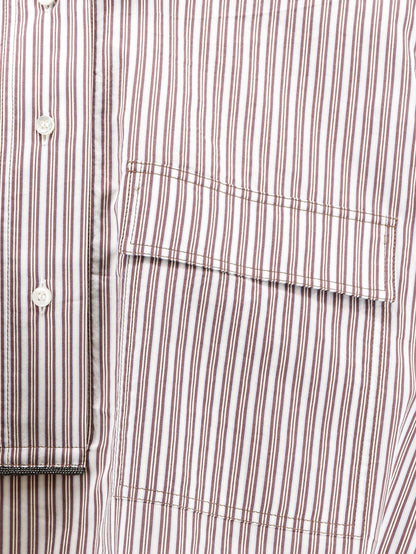 Camicia in misto cotone e seta con motivo a righe thumbnail