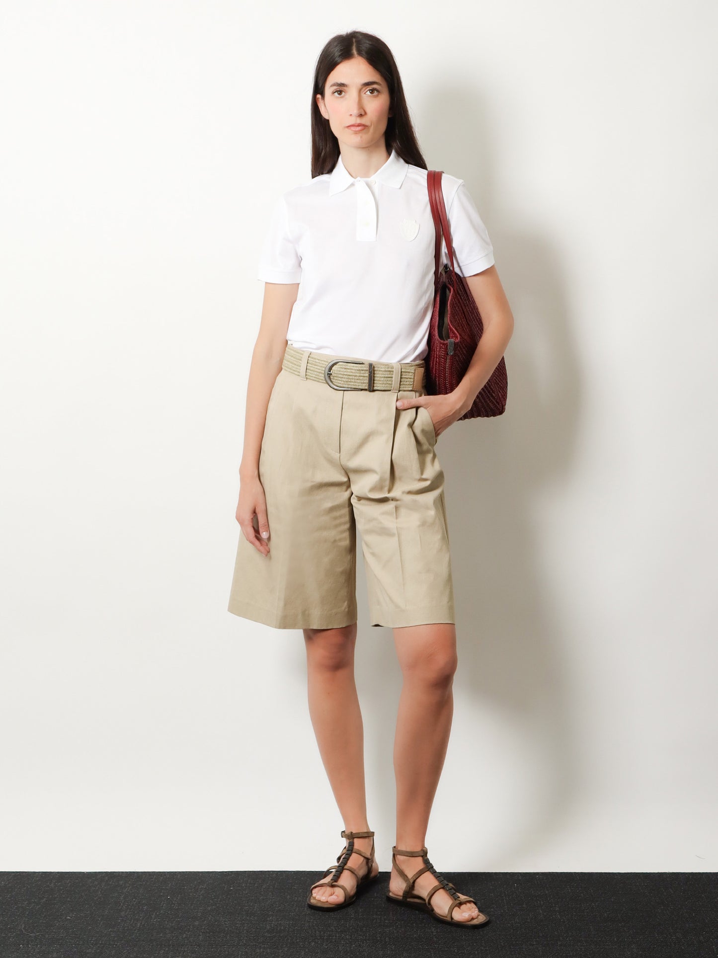 Cotton and linen shorts