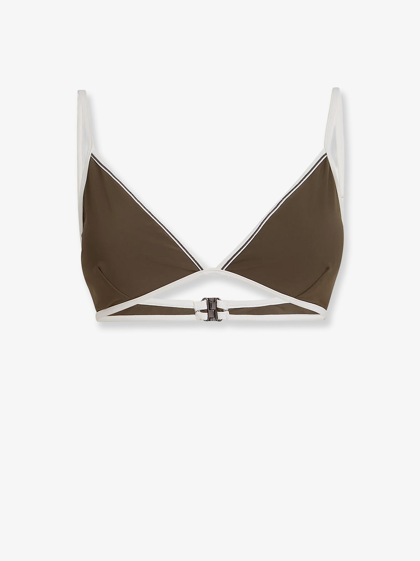 Top bikini con nylon con dettaglio Monile