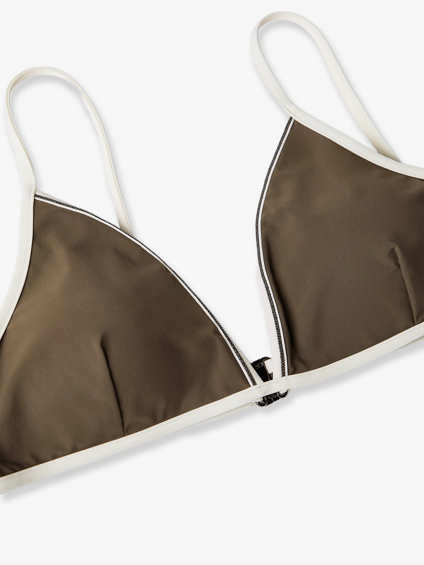 Top bikini con nylon con dettaglio Monile