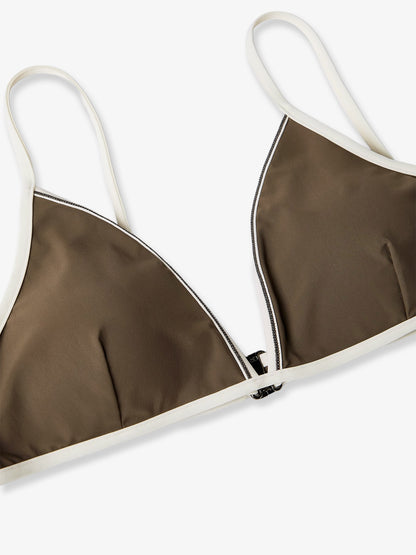 Top bikini con nylon con dettaglio Monile thumbnail