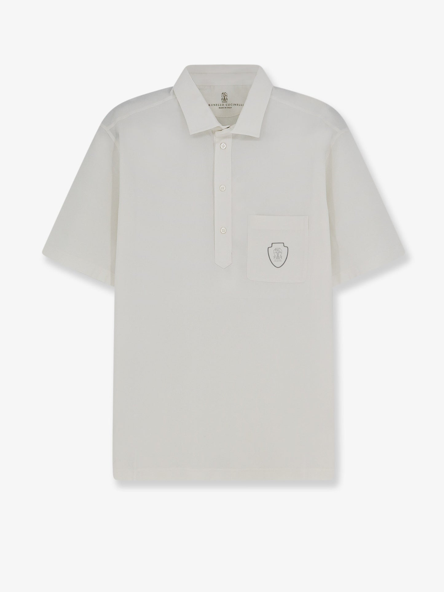 Virgin wool polo shirt with front logo patch