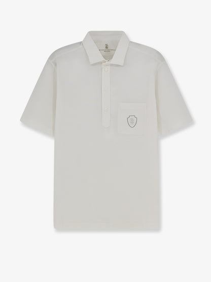 Virgin wool polo shirt with front logo patch thumbnail