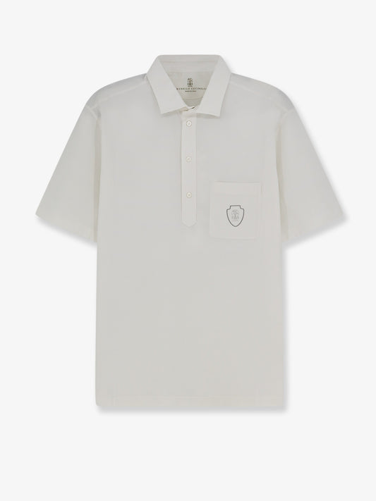 Virgin wool polo shirt with front logo patch
