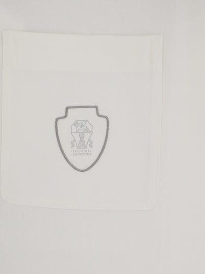 Virgin wool polo shirt with front logo patch thumbnail