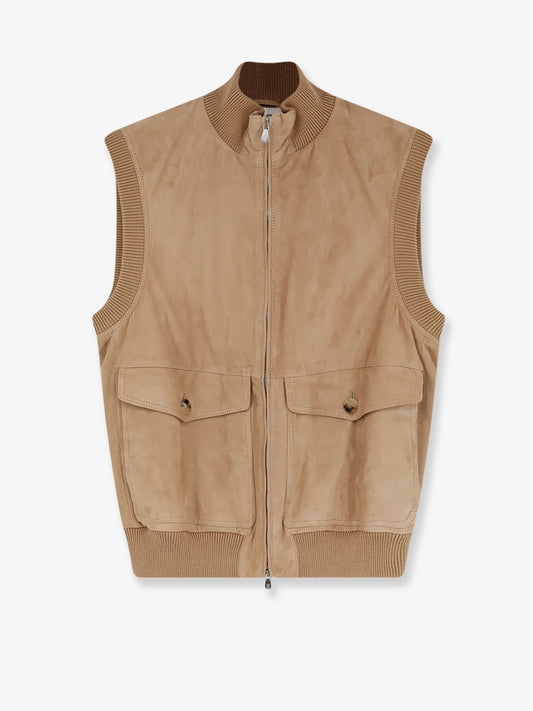 Sleeveless suede jacket