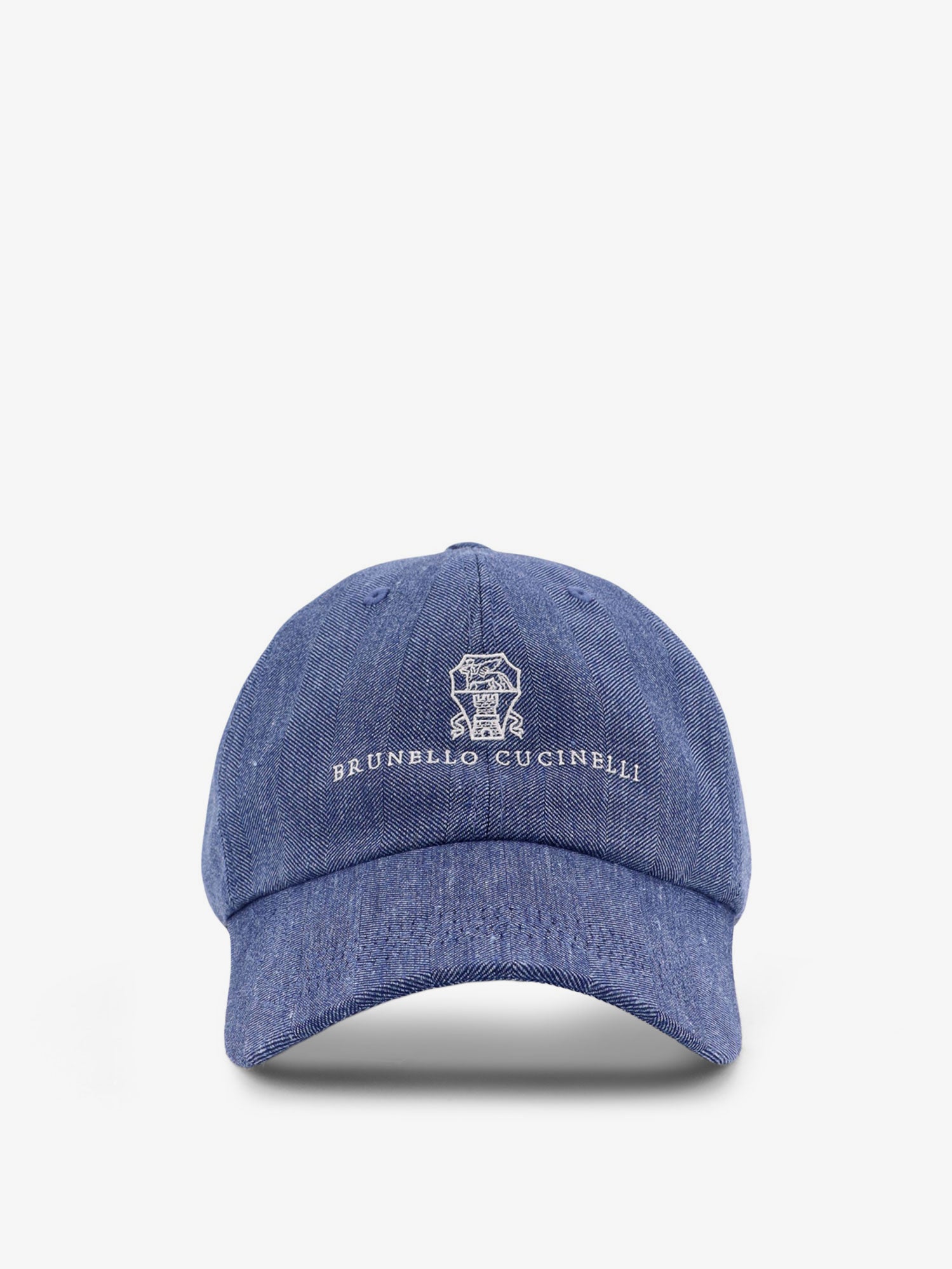 Linen and virgin wool blend hat with embroidered logo on the front