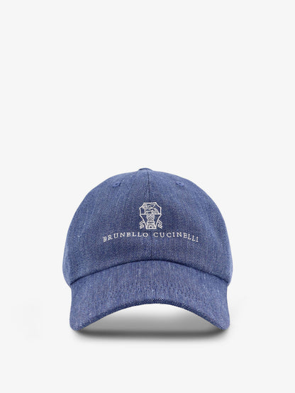 Linen and virgin wool blend hat with embroidered logo on the front thumbnail
