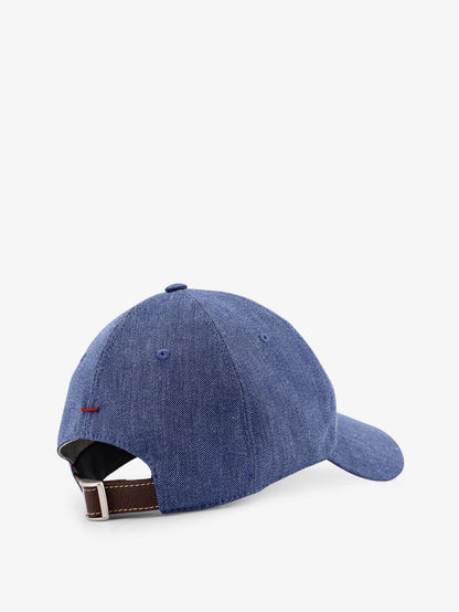 Linen and virgin wool blend hat with embroidered logo on the front thumbnail
