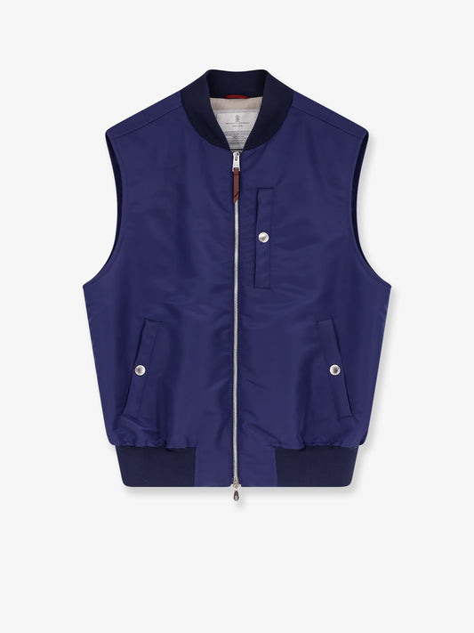Water-repellent nylon sleeveless jacket
