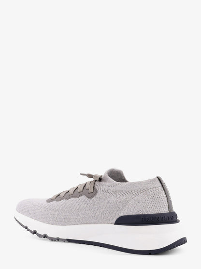 Low-top cotton knit and leather sneakers thumbnail
