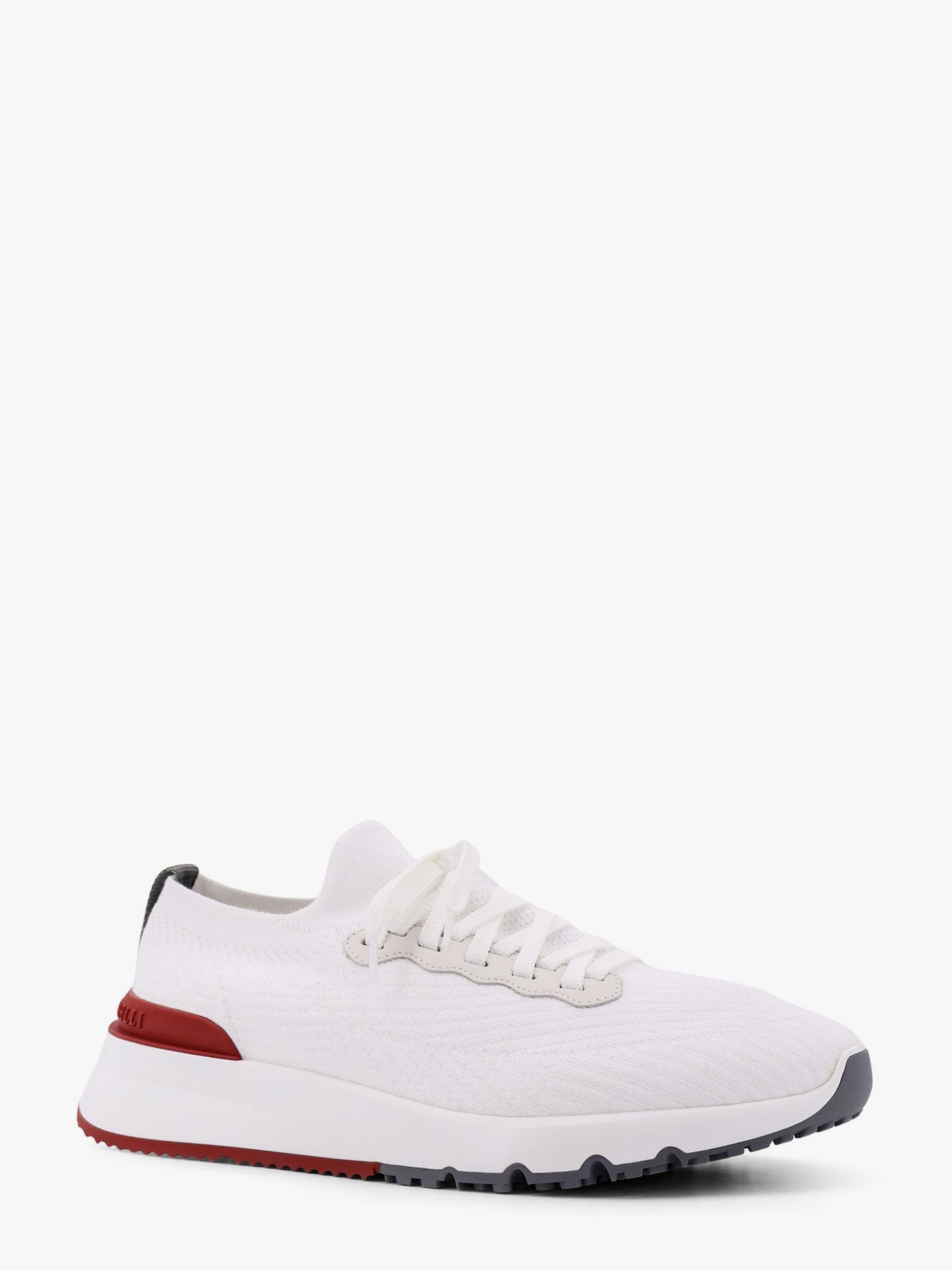 Cotton knit sneakers with leather inserts