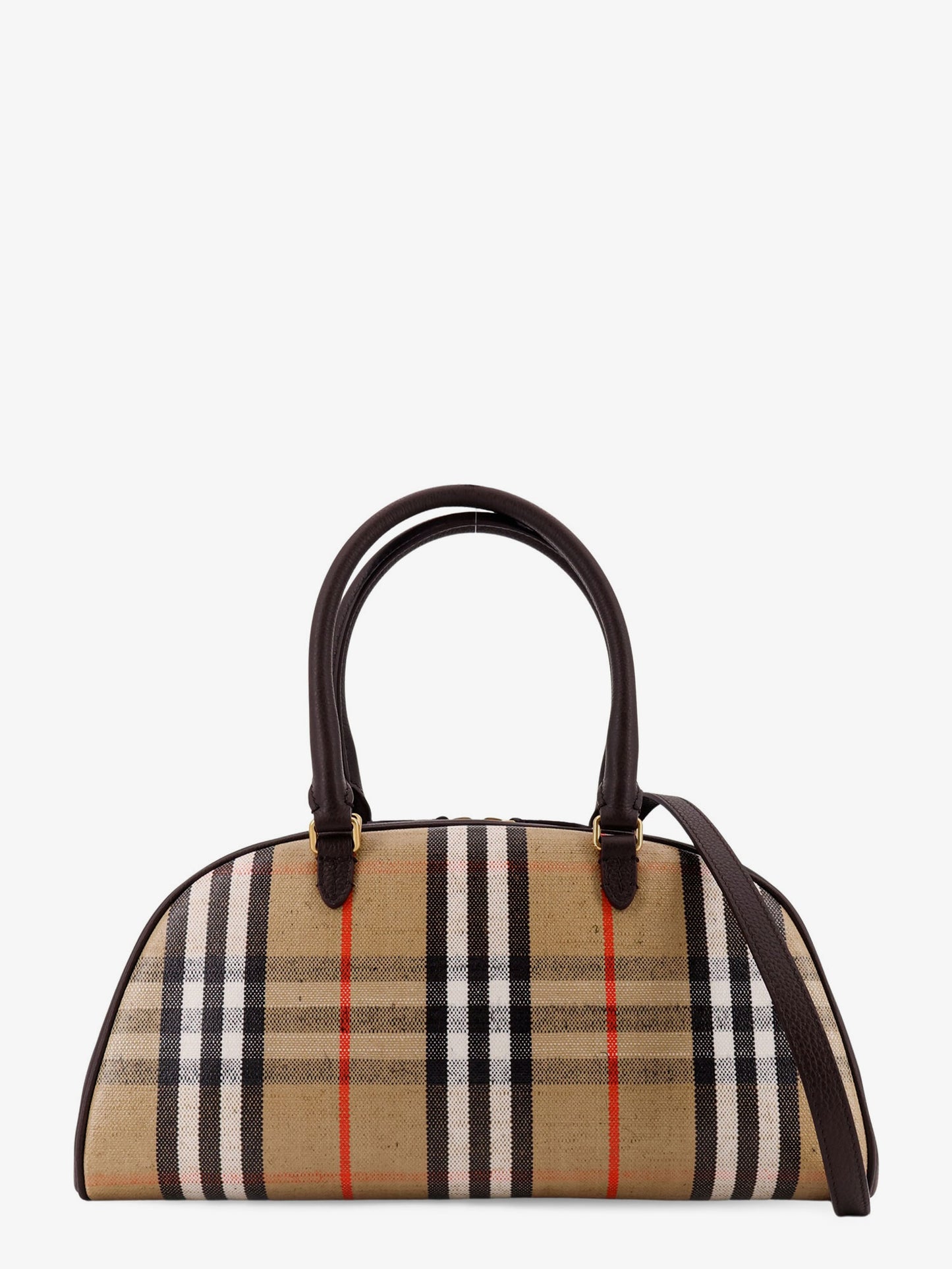 Coated canvas crossbody bag with check pattern