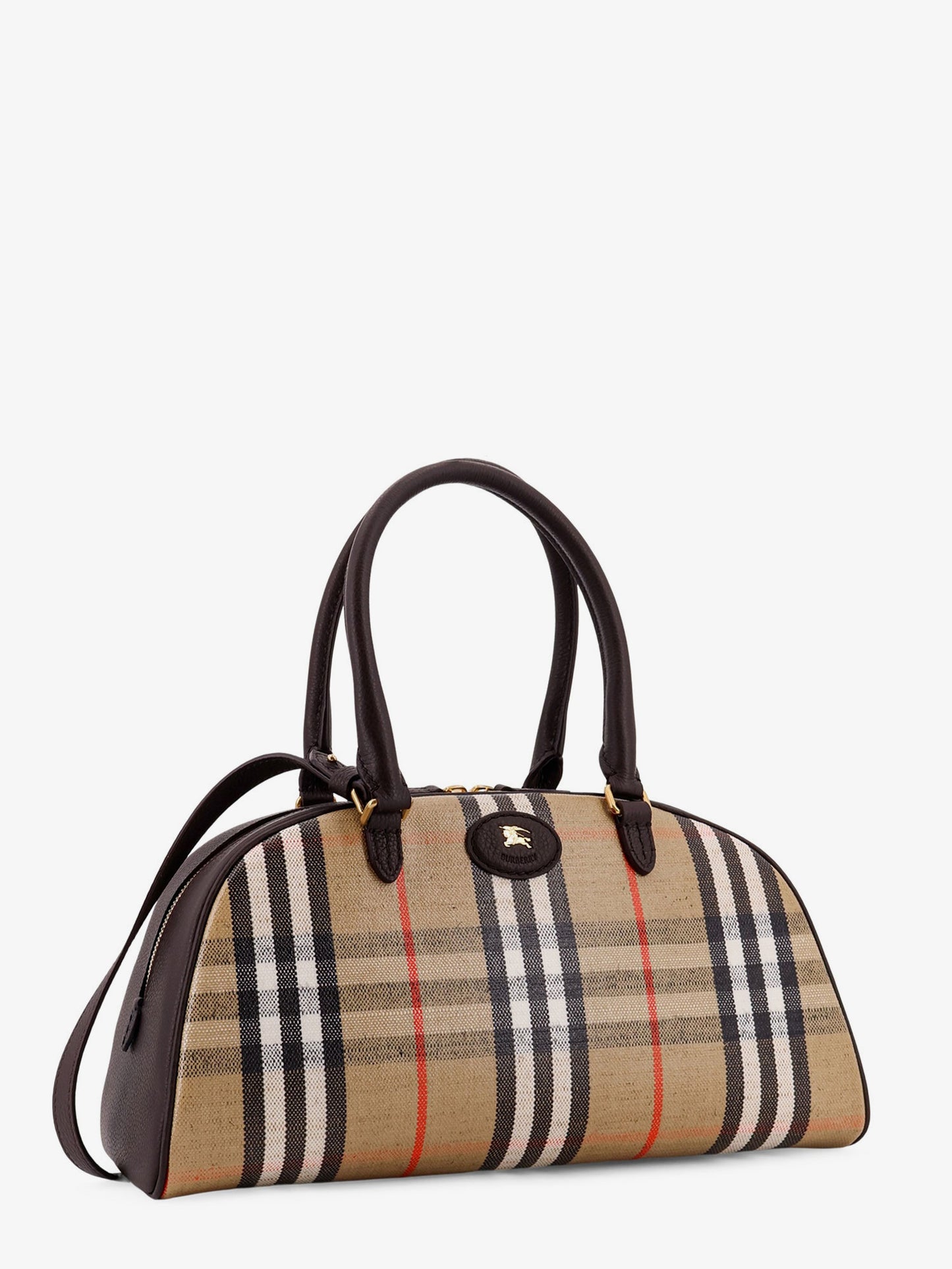 Coated canvas crossbody bag with check pattern