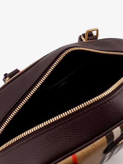 Coated canvas crossbody bag with check pattern thumbnail