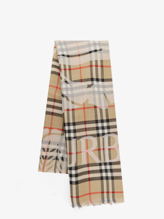 Wool and silk blend scarf with check pattern