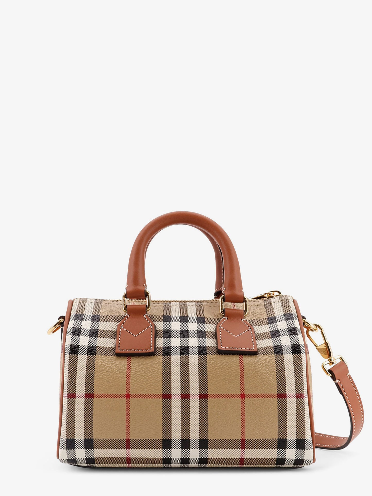 Coated canvas crossbody bag with check pattern