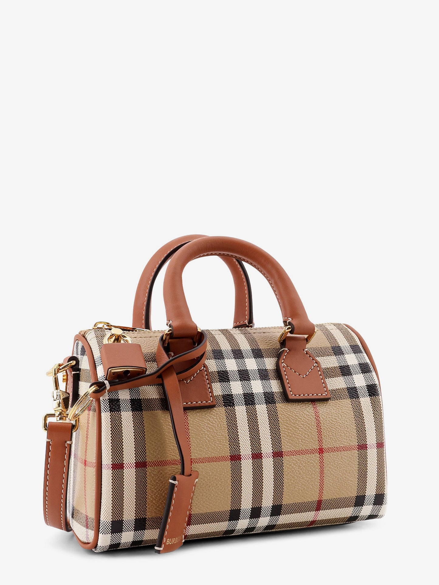 Coated canvas crossbody bag with check pattern