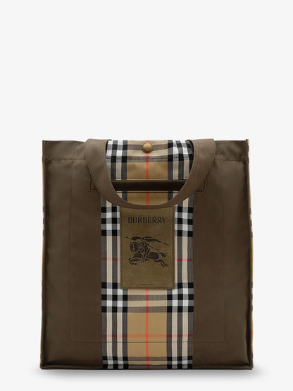 Tote Trench Check canvas shoulder bag with suede logo label on the front thumbnail